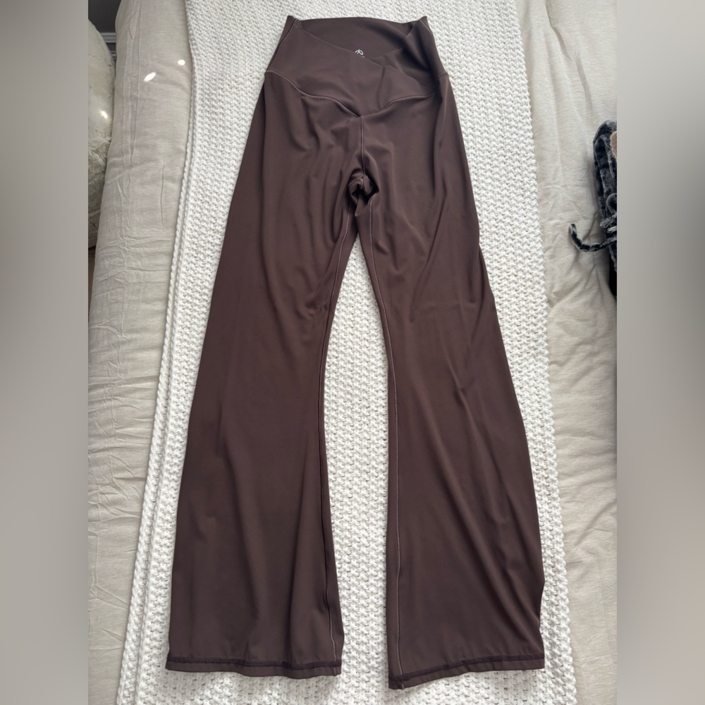 NWOT Sunzel Light Brown Cross Over Waist Flare Leggings